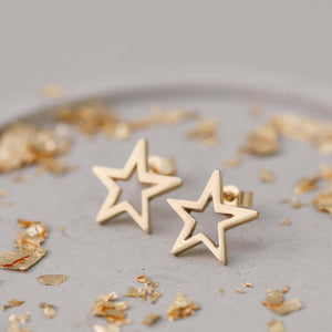 9ct Gold Star Earrings