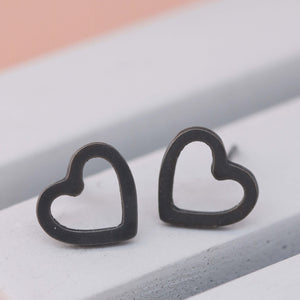 Black Heart Stud Earrings