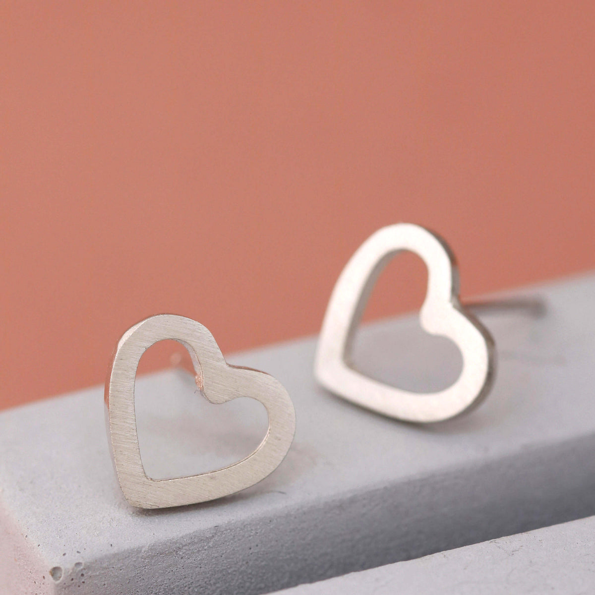 Silver heart stud earrings