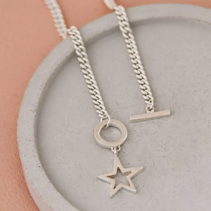 sterling silver star toggle necklace