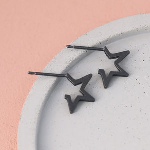 black Star shaped hoop earrings