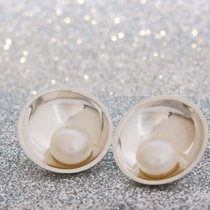 Statement Sterling Silver Pearl Studs