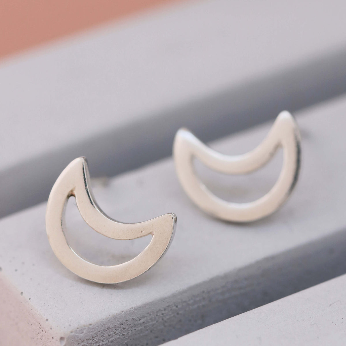 silver moon stud earrings