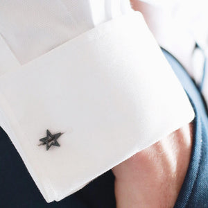 Matte silver star cufflinks