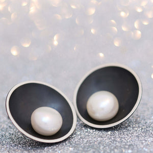 Large Pearl Stud Earrings