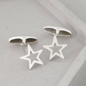 Sterling silver star cufflinks