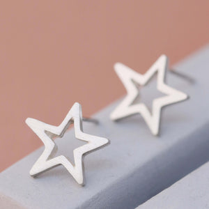 Silver Star Stud Earrings 