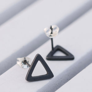 Black Triangle Stud Earrings