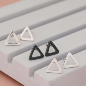 Silver triangle earrings