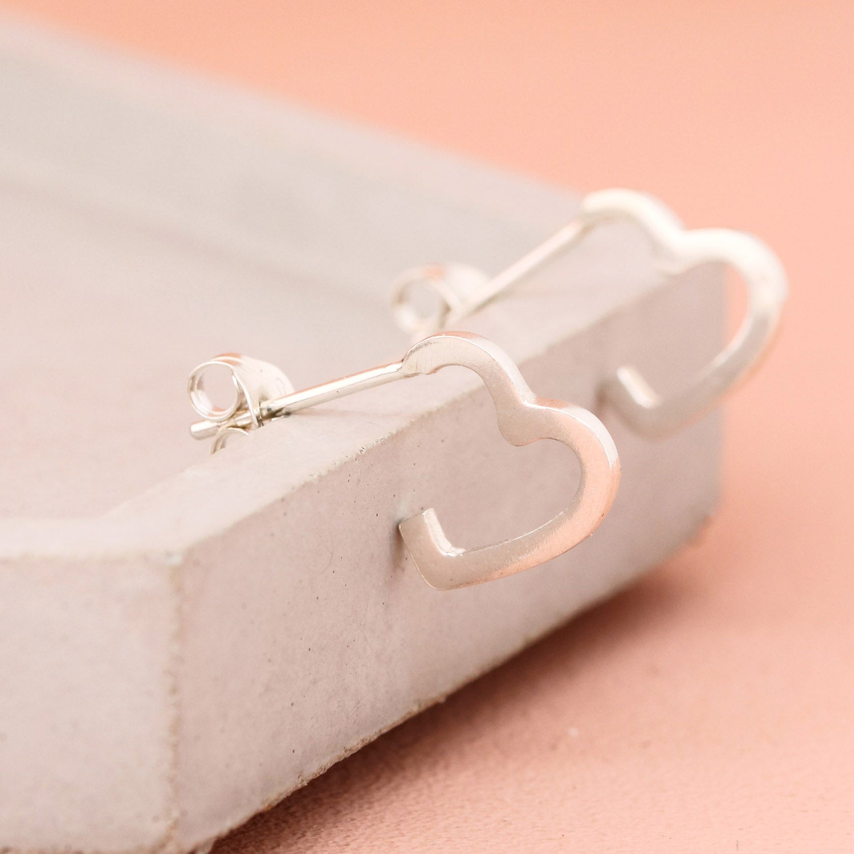 sterling silver love heart hoop earrings