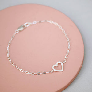 silver heart stacking bracelet