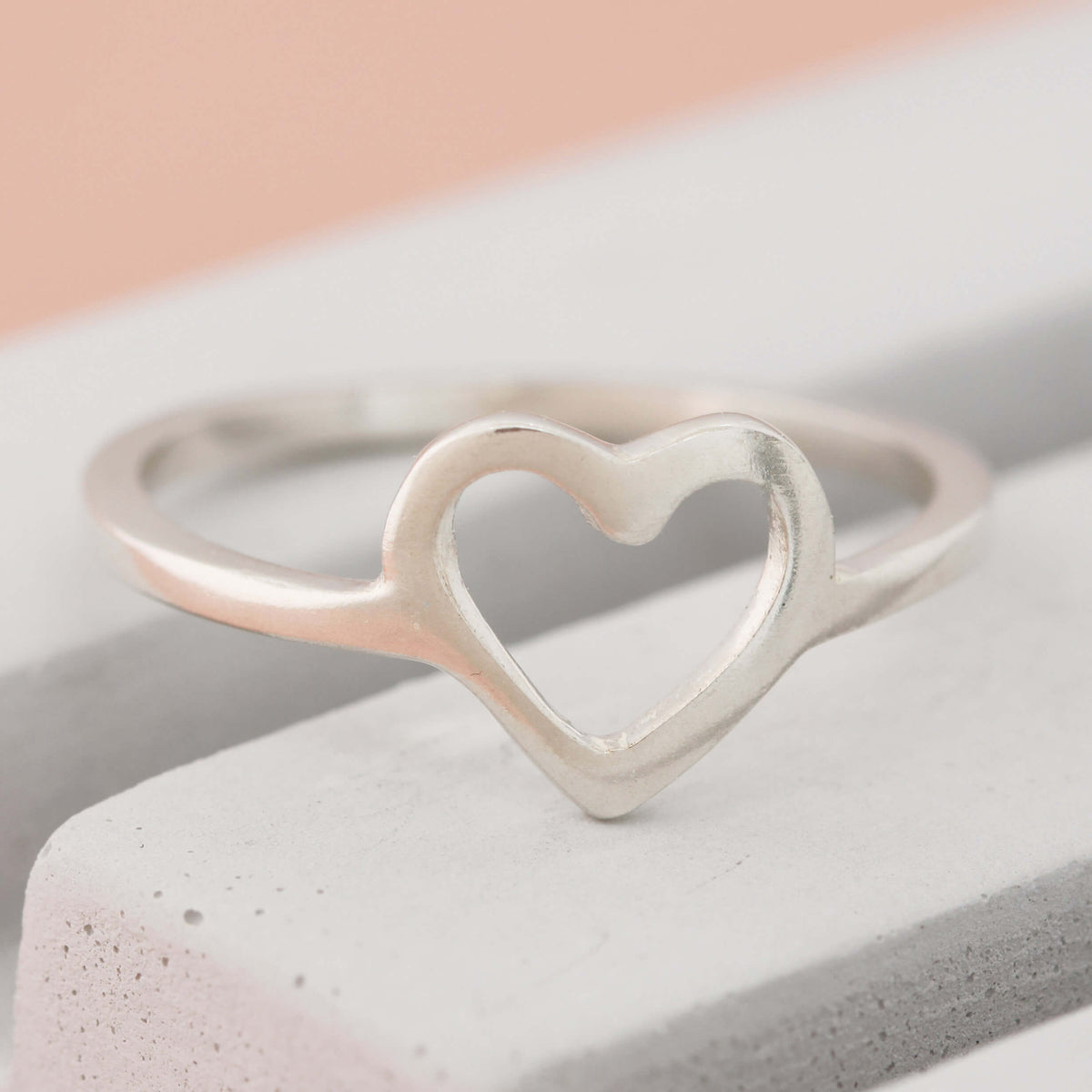 silver love heart ring