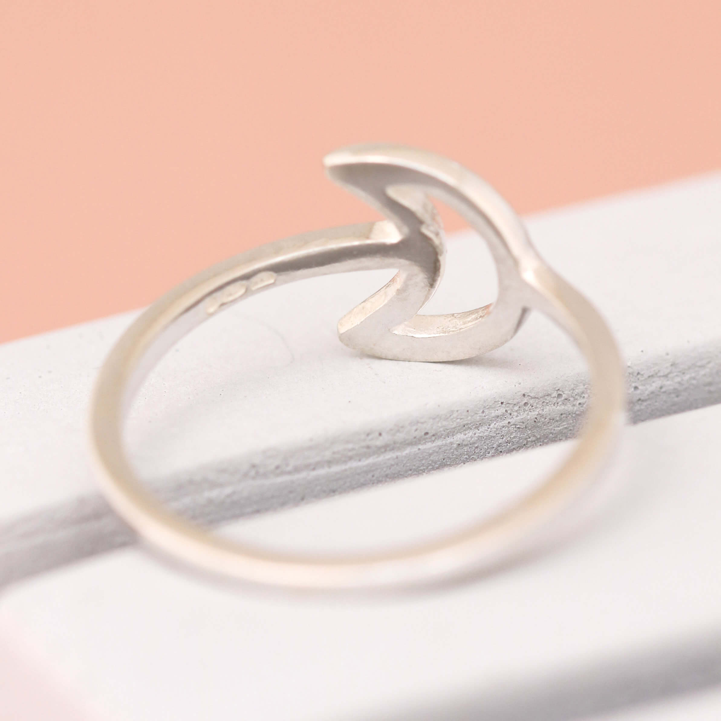 silver crescent moon ring