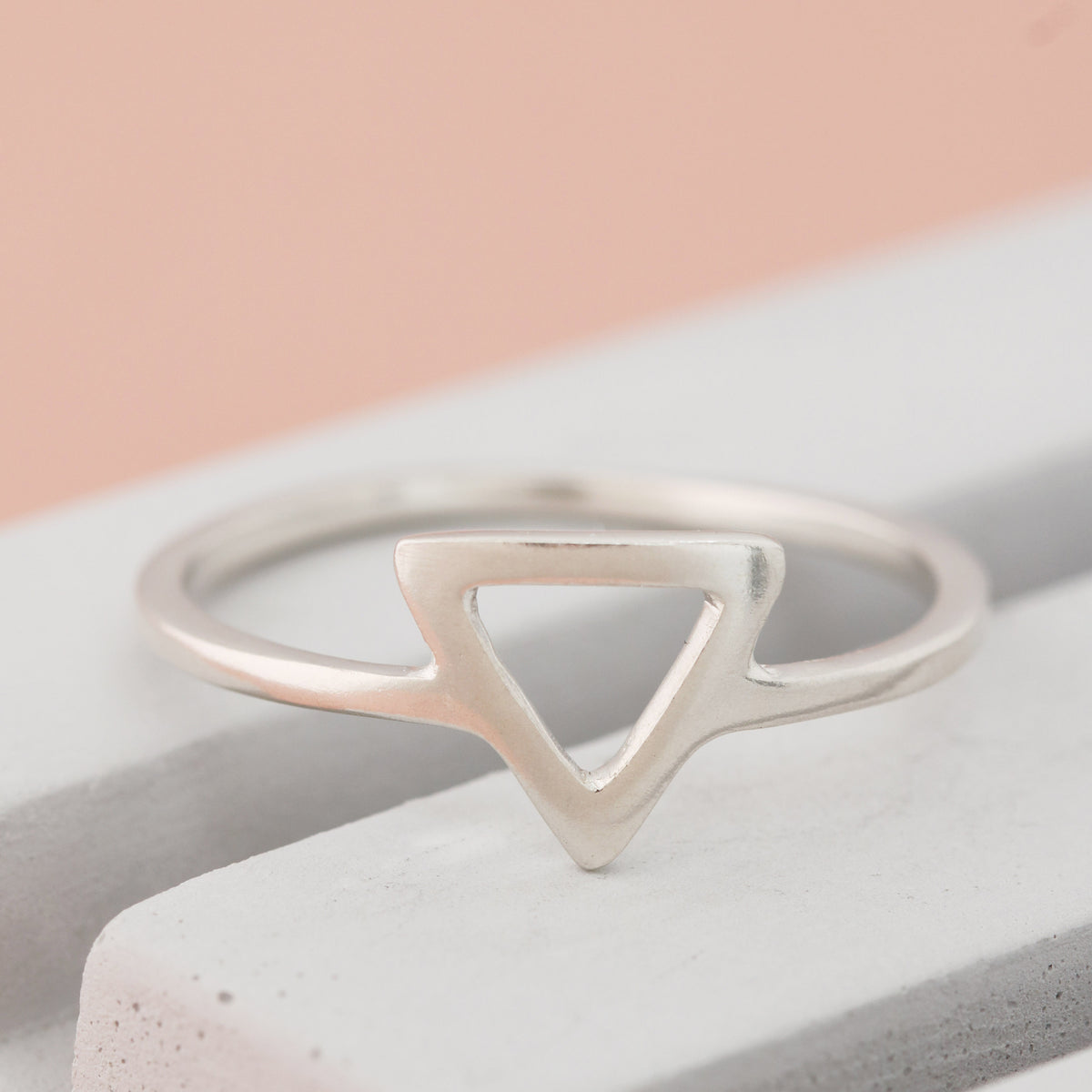 silver triangle ring