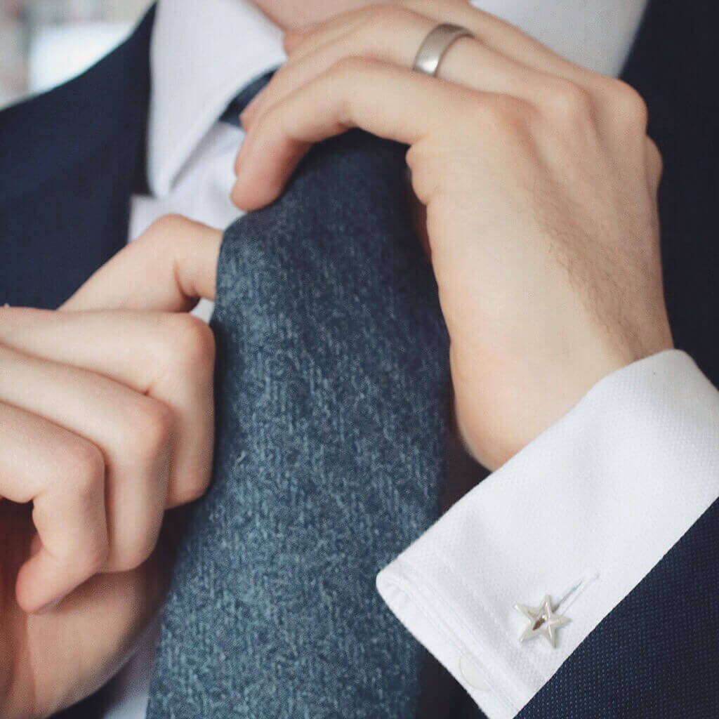 Silver star cufflinks