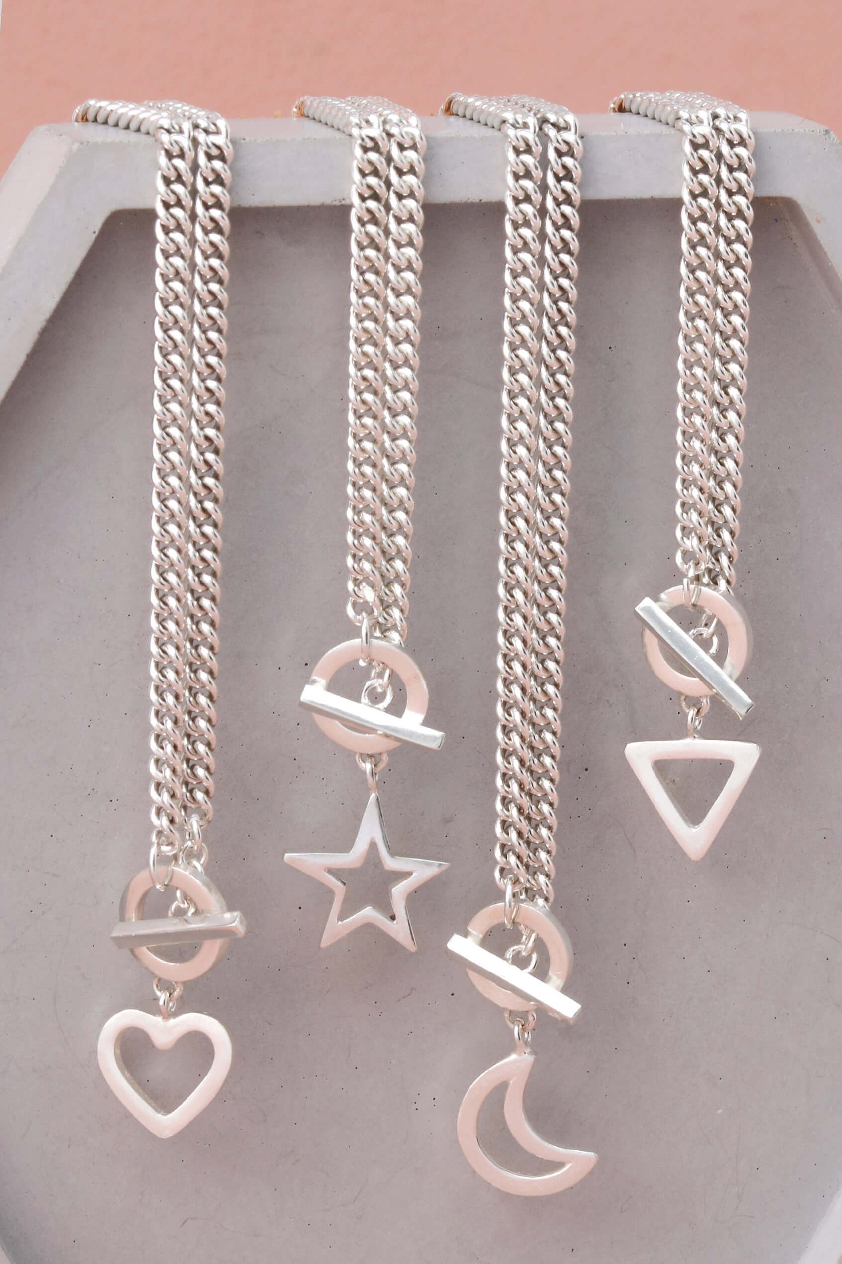 modern toggle heart necklace