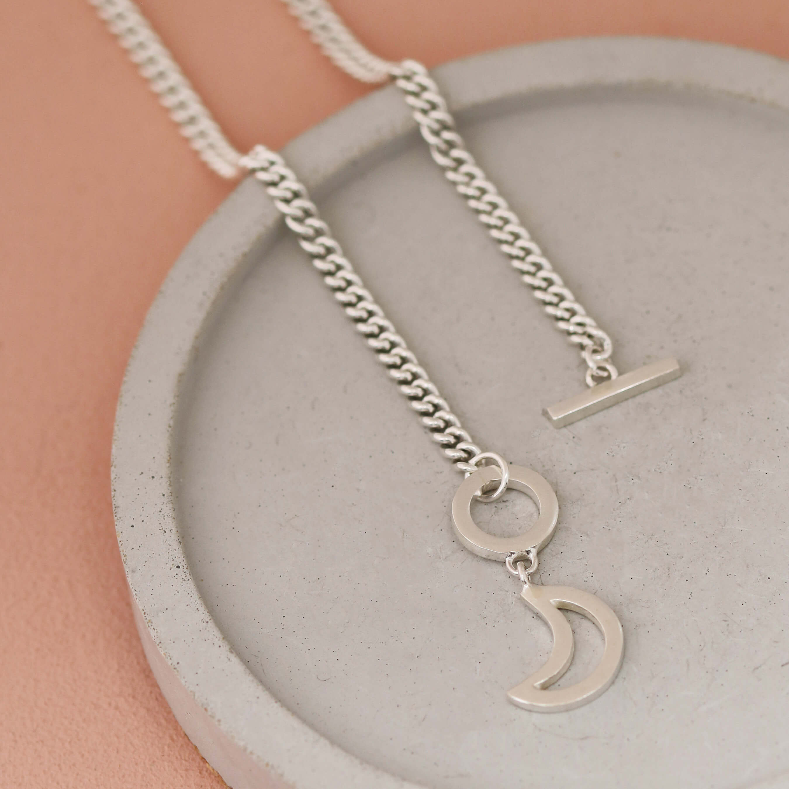 silver moon charm necklace