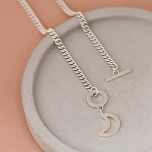 silver moon charm necklace