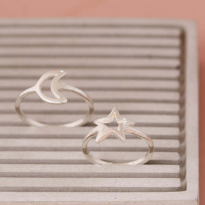 Lunar-inspired silver ring