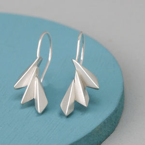 silver fan earrings for her